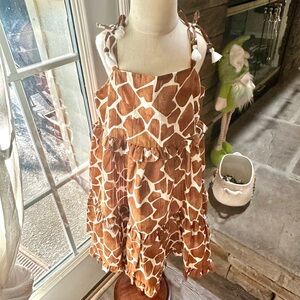 Brown and White Giraffe Print Dress